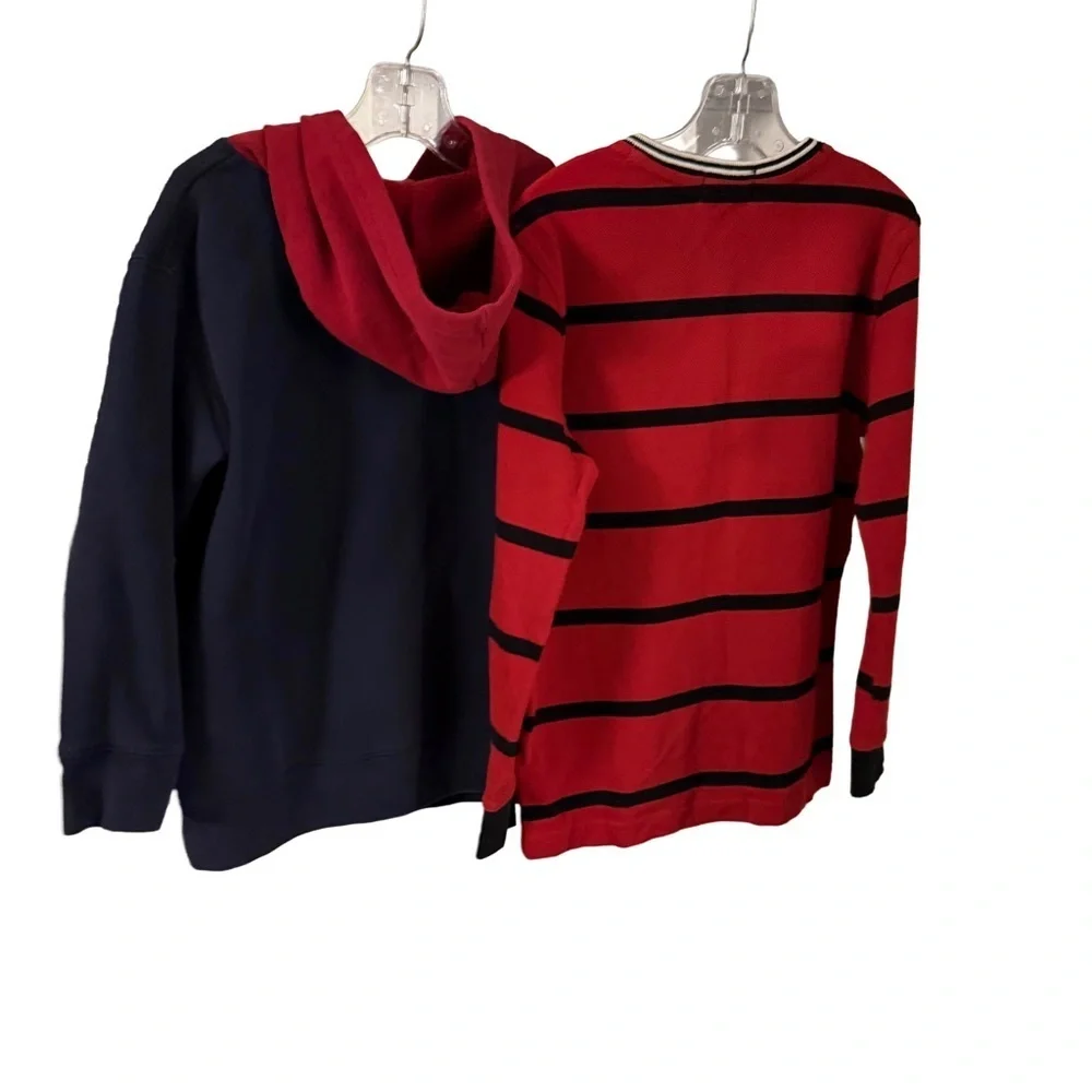 Ralph Lauren Boys 2 PCS SET Rowing Club Henley Shirt & Navy Pullover Hoodie Sz 6